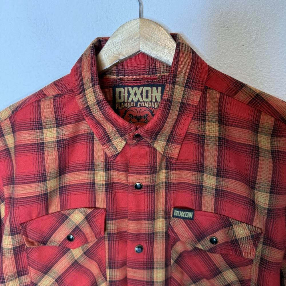 Dixxon Jarhead Red Long Sleeve Flannel Plaid Work Shirt Outdoor Mens Small - Picture 5 of 12